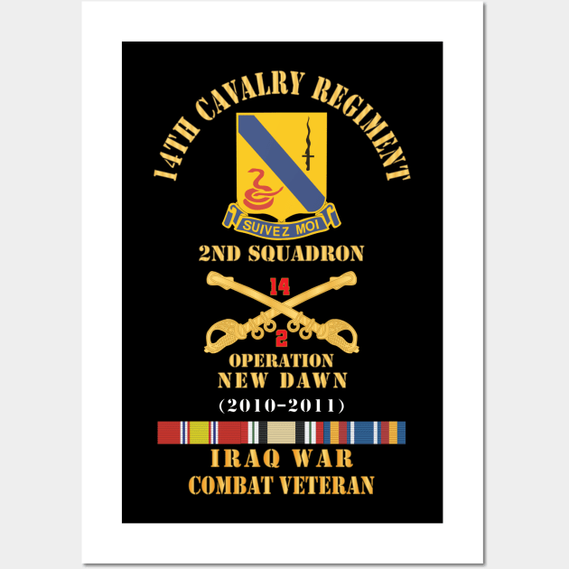 Army - 14th Cavalry Regiment w Cav Br - 2nd Squadron - OND - 2010–2011 - Red Txt Cbt Vet w IRAQ SVC X 300 Wall Art by twix123844